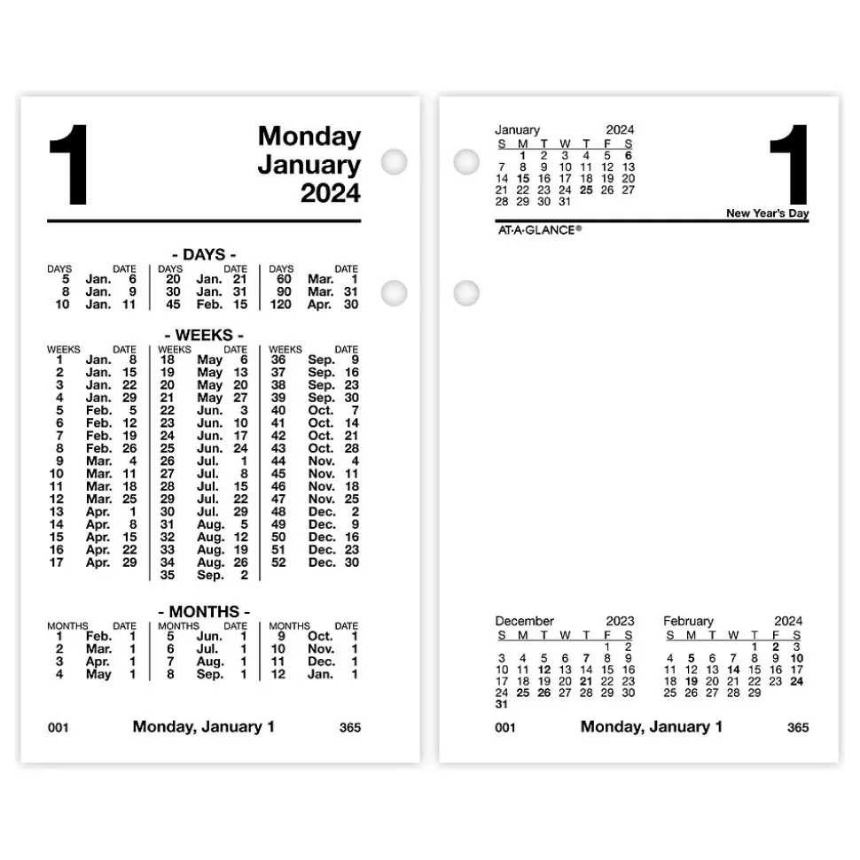 2025 AT-A-GLANCE Financial 6" x 3.5" Daily Desk Pad Calendar Refill, White/Black (S170-50-25)