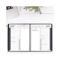 2025 AT-A-GLANCE 24-Hour 7" x 8.75" Daily Appointment Book Planner, Faux Leather Cover, Black (70-824-05-25)