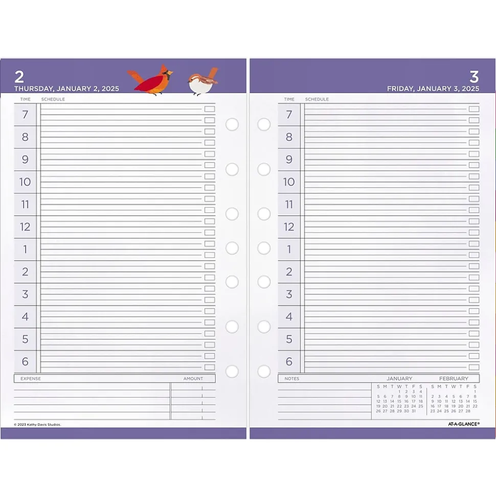 2025 AT-A-GLANCE Kathy Davis 8.5" x 5.5" Daily & Monthly Planner Refill, Multicolor (KD81-125-25)