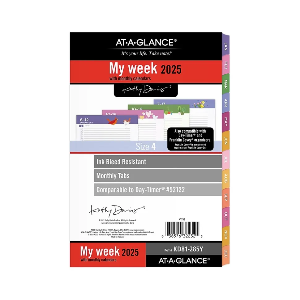 2025 AT-A-GLANCE Kathy Davis 8.5" x 5.5" Weekly & Monthly Planner Refill, Multicolor (KD81-285Y-25)