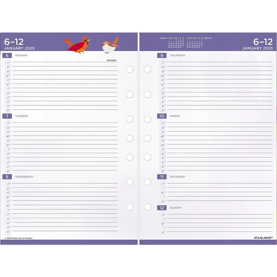 2025 AT-A-GLANCE Kathy Davis 8.5" x 5.5" Weekly & Monthly Planner Refill, Multicolor (KD81-285Y-25)