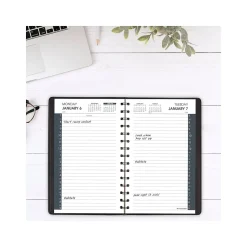 2025 AT-A-GLANCE My Day 5" x 8" Daily Appointment Book, Faux Leather Cover Black (70-207-05-25)