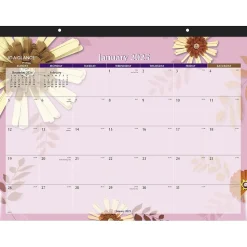 2025 AT-A-GLANCE Paper Flowers 21.75" x 17" Monthly Desk Pad Calendar, Pink/Brown (5035-25)