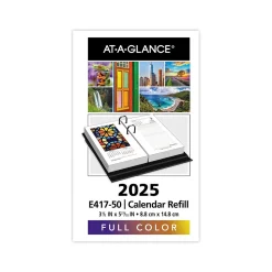 2025 AT-A-GLANCE Photographic 6" x 3.5" Desk Calendar Refill, Multicolor (E417-50-25)