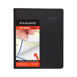 2025 AT-A-GLANCE QuickNotes 8" x 10" Weekly & Monthly Appointment Book, Faux Leather Cover, Black (76-01-05-25)