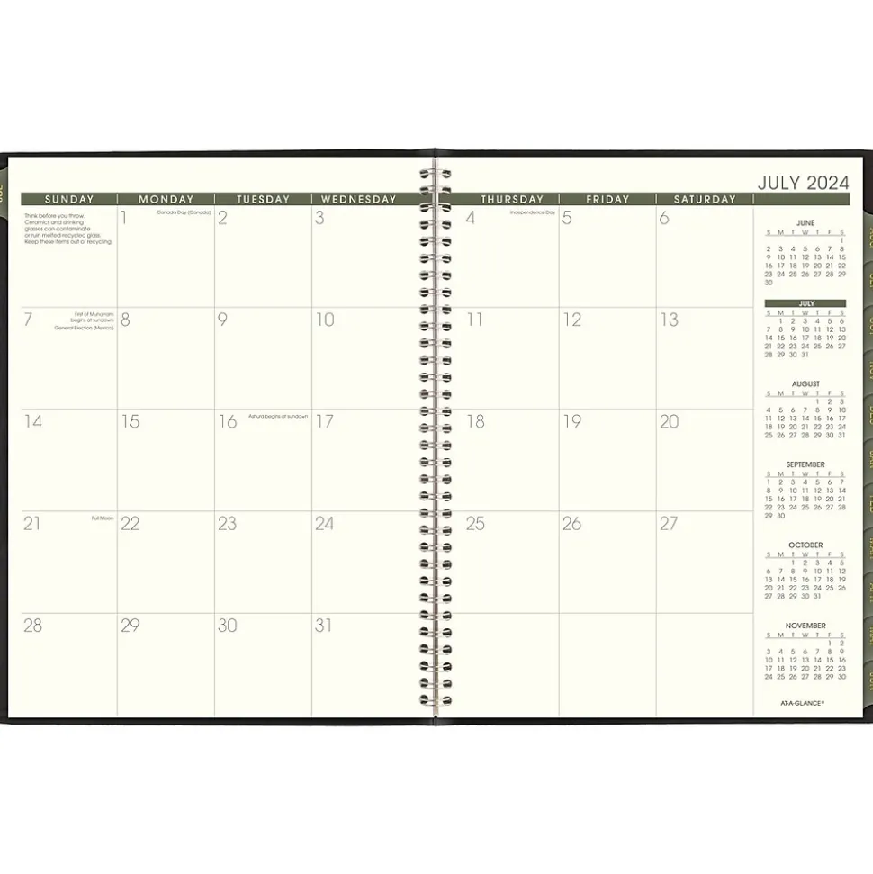 2024-2025 AT-A-GLANCE Recycled 8.25" x 11" Academic Weekly & Monthly Appointment Book, Faux Leather Cover, Black