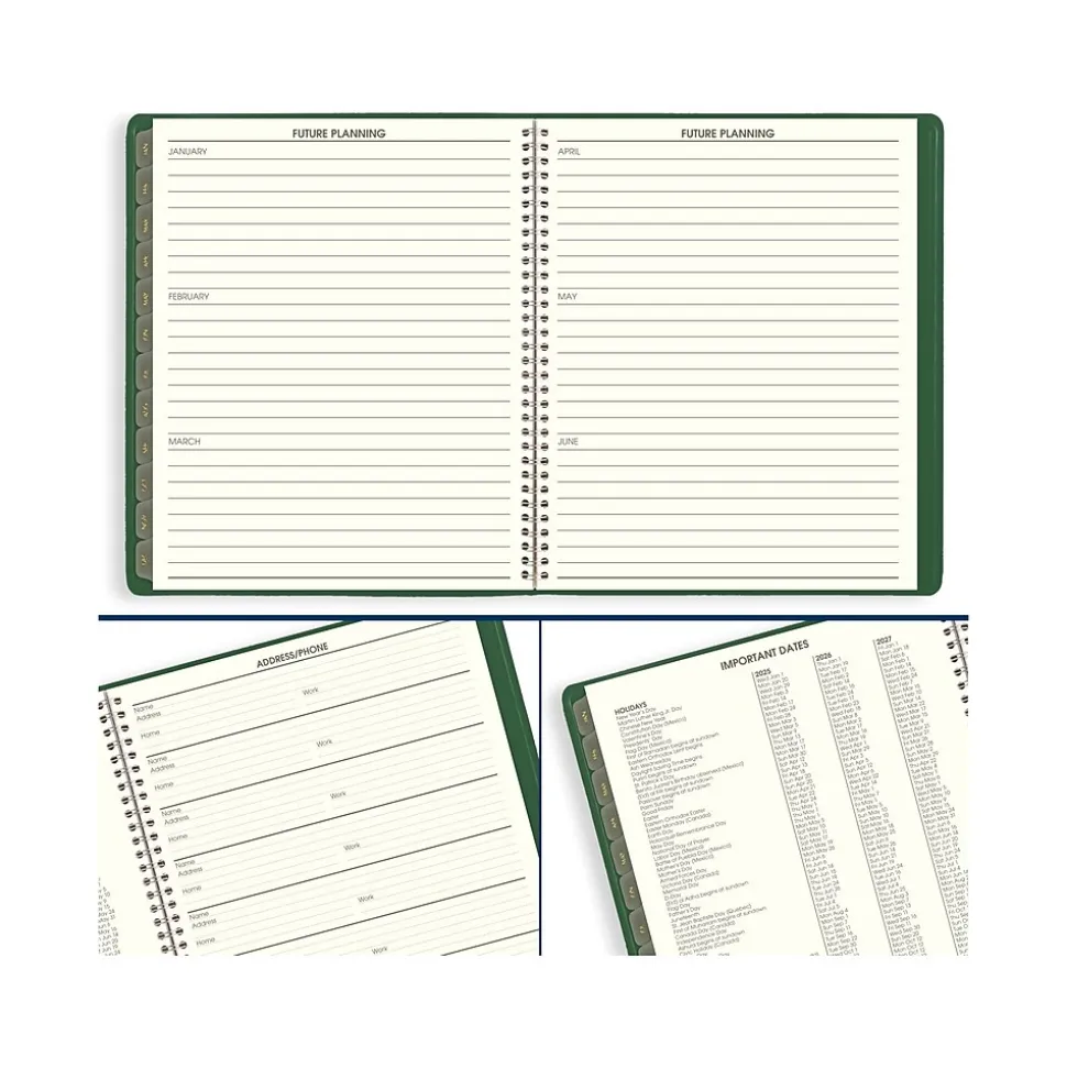 2025 AT-A-GLANCE Recycled 9" x 11" Monthly Planner, Faux Leather Cover, Green (70-260G-60-25)