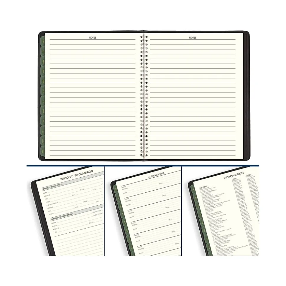 2025 AT-A-GLANCE Recycled 7" x 8.75" Weekly & Monthly Appointment Book, Faux Leather Cover, Black (70-951G-05-25)