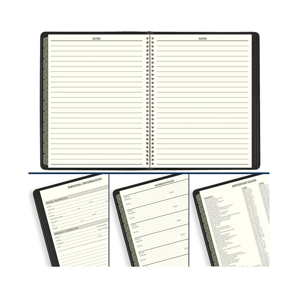 2025 AT-A-GLANCE Recycled 8.25" x 11" Weekly & Monthly Appointment Book Planner, Faux Leather Cover, Black (70-950G-05-25)