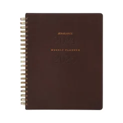 2024-2025 AT-A-GLANCE Signature 8.5" x 11" Academic Weekly & Monthly Planner, Faux Leather Cover, Distressed Brown
