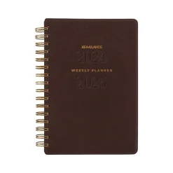 2024-2025 AT-A-GLANCE Signature 5.5" x 8.5" Academic Weekly & Monthly Planner, Faux Leather Cover, Brown (YP200A-09-25)