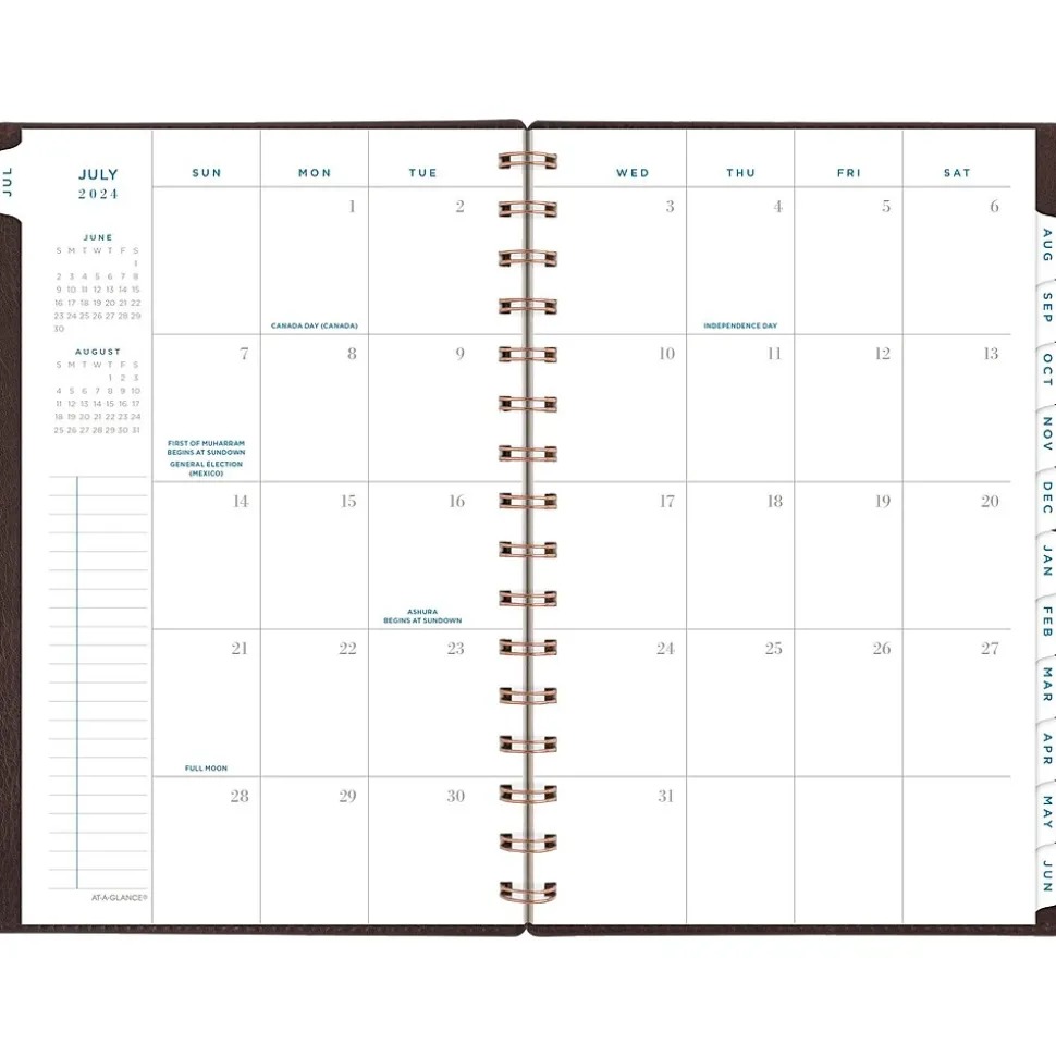 2024-2025 AT-A-GLANCE Signature 5.5" x 8.5" Academic Weekly & Monthly Planner, Faux Leather Cover, Brown (YP200A-09-25)