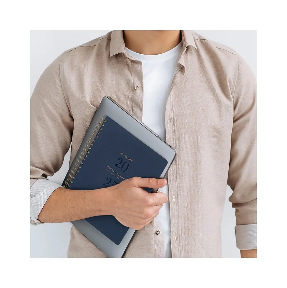 2025 AT-A-GLANCE Signature 8.5" x 11" Weekly & Monthly Planner, Paperboard Cover, Navy (YP905-20-25)