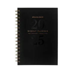 2025 AT-A-GLANCE Signature Lite 5.5" x 8.5" Weekly & Monthly Planner, Poly Cover, Black (YP200L-05-25)
