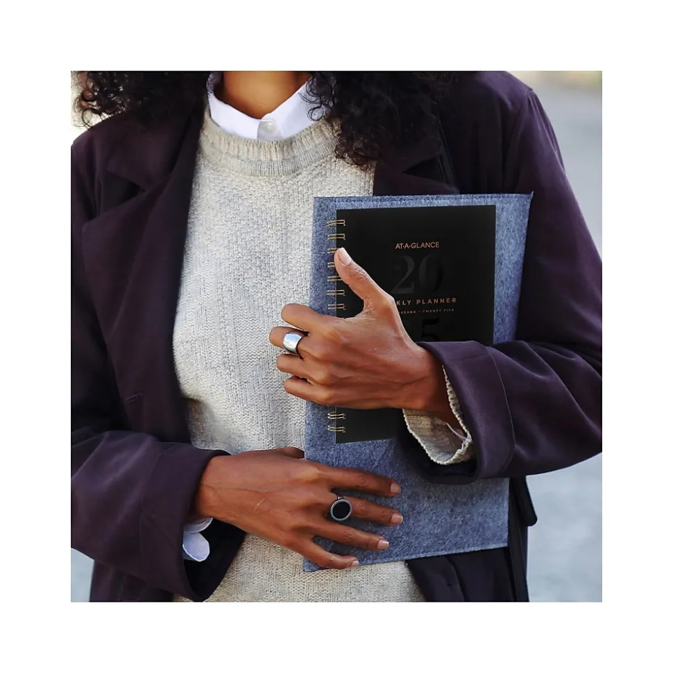 2025 AT-A-GLANCE Signature Lite 5.5" x 8.5" Weekly & Monthly Planner, Poly Cover, Black (YP200L-05-25)