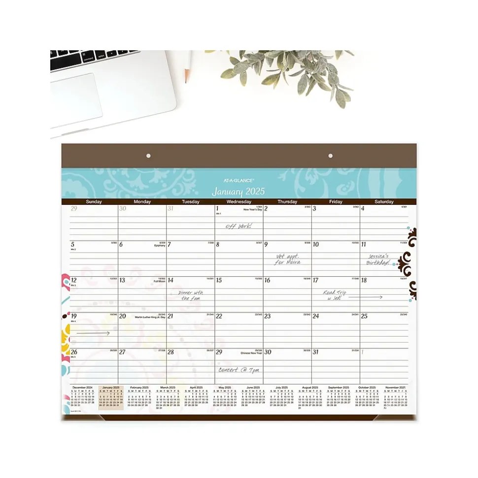 2025 AT-A-GLANCE Suzani 21.75" x 17" Monthly Desk Pad Calendar (SK17-704-25)