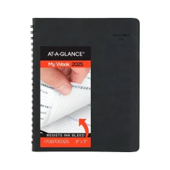 2025 AT-A-GLANCE The Action 8" x 11" Weekly Appointment Book, Faux Leather Cover, Black (70-EP01-05-25)