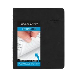 2025 AT-A-GLANCE The Action Planner 6.5" x 8.75" Daily Appointment Book, Faux Leather Cover, Black (70-EP03-05-25)