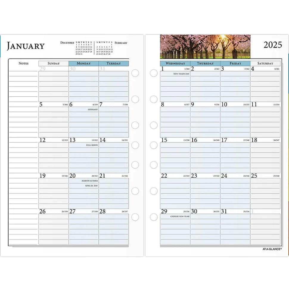 2025 AT-A-GLANCE Zenscapes 8.5" x 5.5" Weekly & Monthly Planner Refill, Multicolor (281-285Y-25)