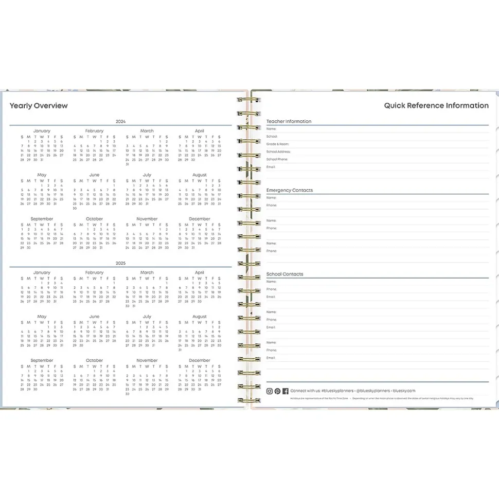 2024-2025 Blue Sky Aminah Rose 8.5" x 11" Academic Weekly & Monthly Planner, Gray Board Cover, Multicolor (150461)