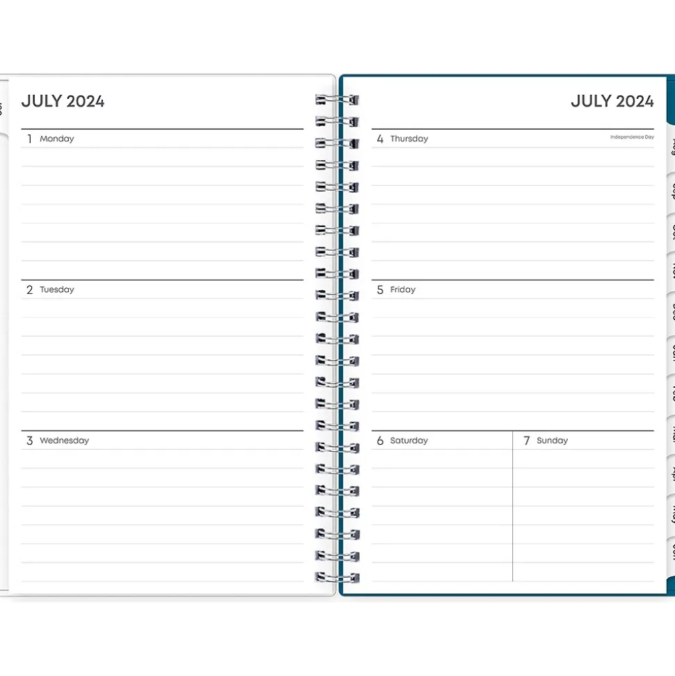 2024-2025 Blue Sky Bakah Blue 5" x 8" Academic Weekly & Monthly Planner, Plastic Cover, Blue/White (131969-A25)