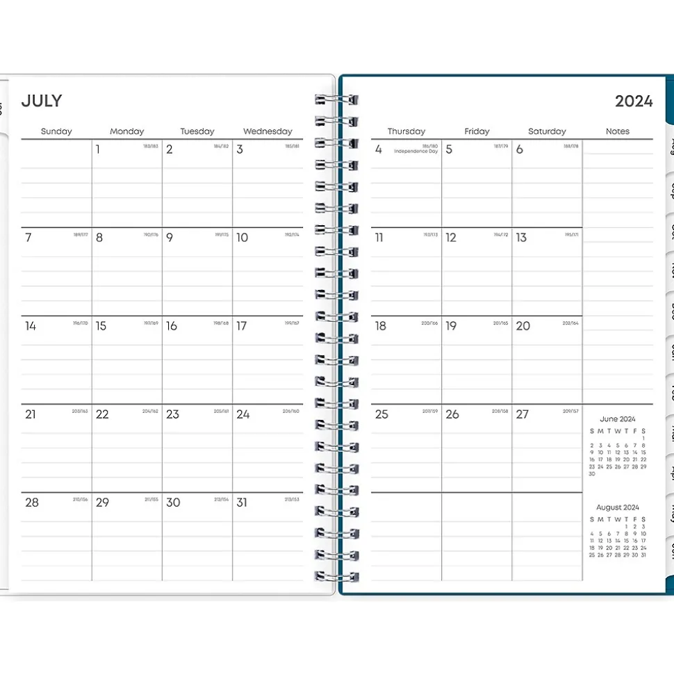 2024-2025 Blue Sky Bakah Blue 5" x 8" Academic Weekly & Monthly Planner, Plastic Cover, Blue/White (131969-A25)