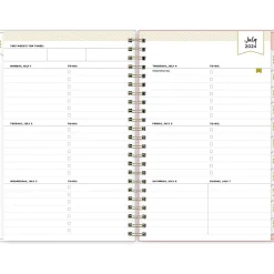 2024-2025 Blue Sky Day Designer Casa Bella 5" x 8" Academic Weekly & Monthly Planner, Plastic Cover, Coral/White (149833)