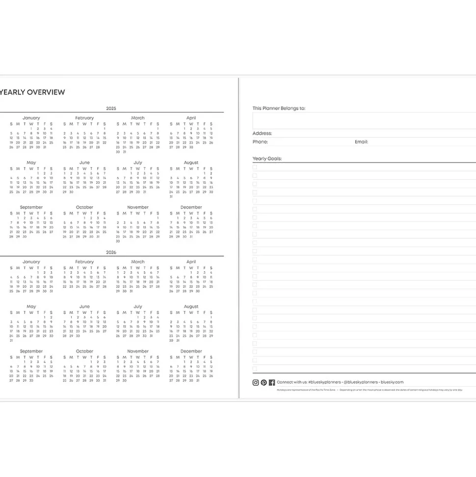 2025 Blue Sky Paradise Again 8.5" x 11" Monthly Planner, Plastic Cover, Multicolor (148459)
