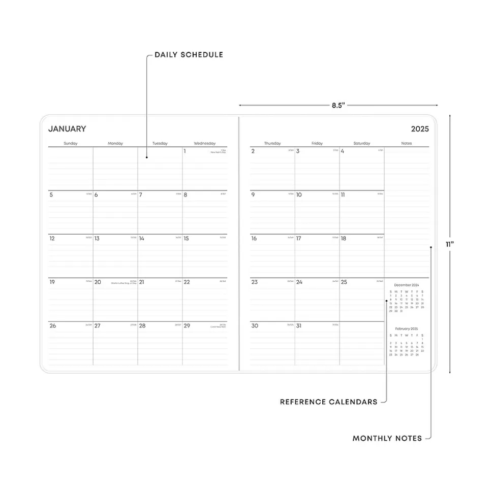 2025 Blue Sky Paradise Again 8.5" x 11" Monthly Planner, Plastic Cover, Multicolor (148459)