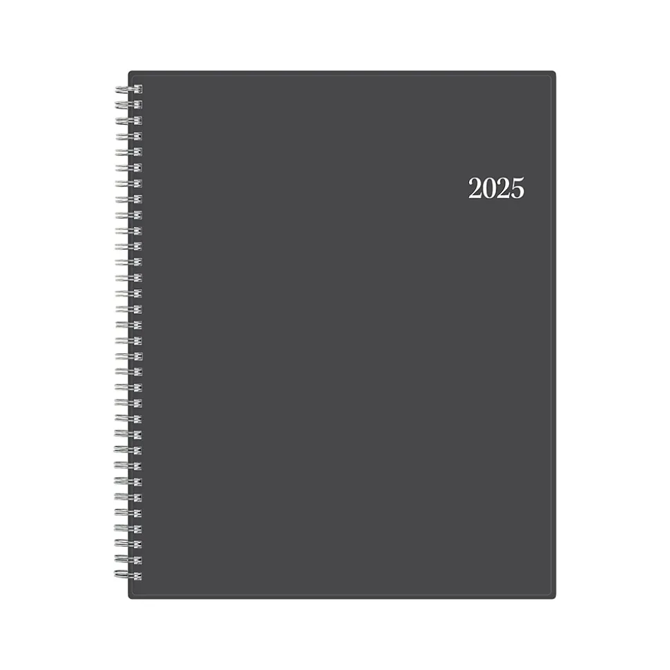 2025 Blue Sky Passages 8.5" x 11" Weekly & Monthly Appointment Book, Plastic Cover, Charcoal Gray (100009-25)