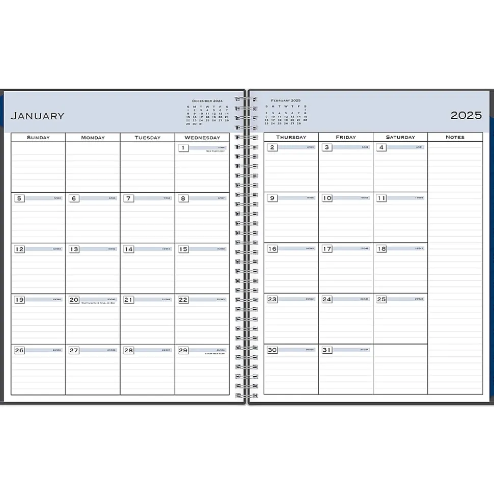 2025 Blue Sky Passages 8.5" x 11" Weekly & Monthly Appointment Book, Plastic Cover, Charcoal Gray (100009-25)