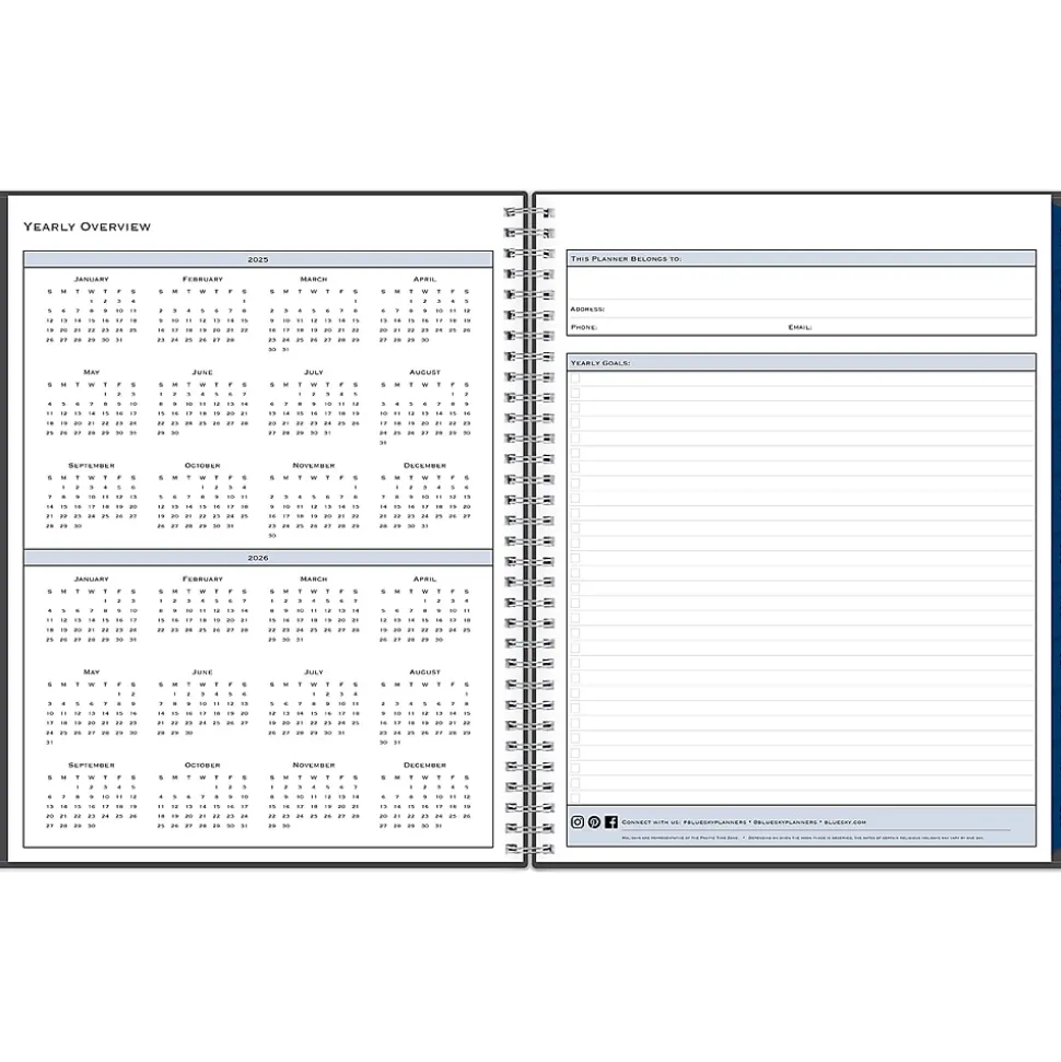 2025 Blue Sky Passages 8.5" x 11" Weekly & Monthly Appointment Book, Plastic Cover, Charcoal Gray (100009-25)