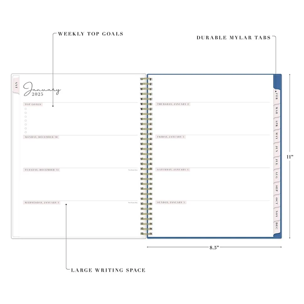 2025 Blue Sky Rachel Parcell Tressa 8.5" x 11" Weekly & Monthly Planner, Plastic Cover, Multicolor (151193)