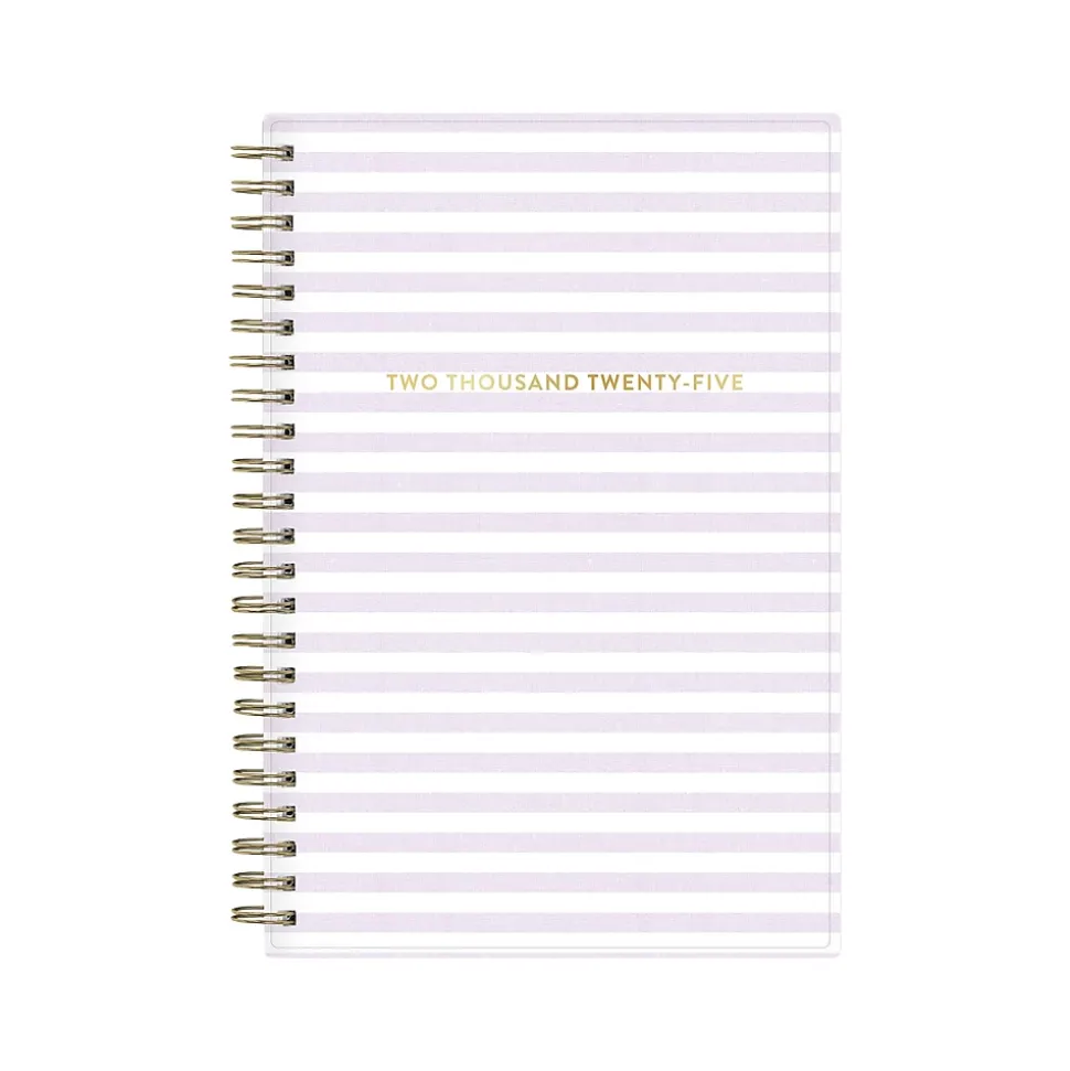 2025 Blue Sky Wednesday Stripe 5" x 8" Weekly & Monthly Planner, Plastic Cover, Purple/White (147944)