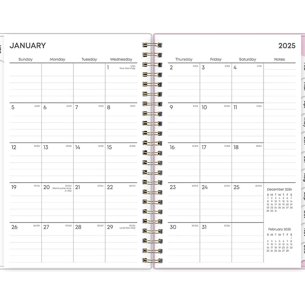 2025 Blue Sky Wednesday Stripe 5" x 8" Weekly & Monthly Planner, Plastic Cover, Purple/White (147944)