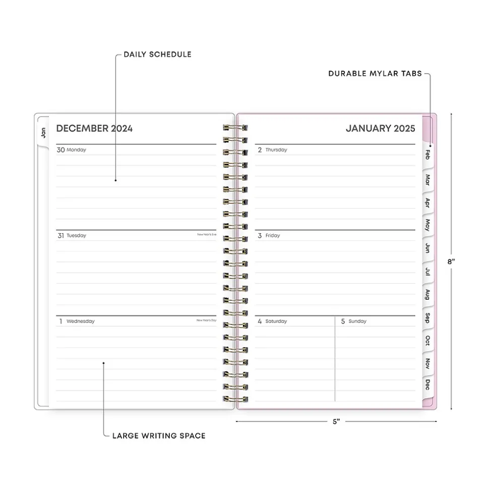2025 Blue Sky Wednesday Stripe 5" x 8" Weekly & Monthly Planner, Plastic Cover, Purple/White (147944)
