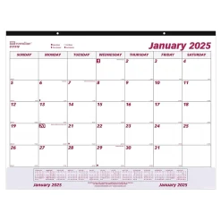 2025 Brownline 22" x 17" Monthly Desk or Wall Calendar, White/Purple (C1731V)