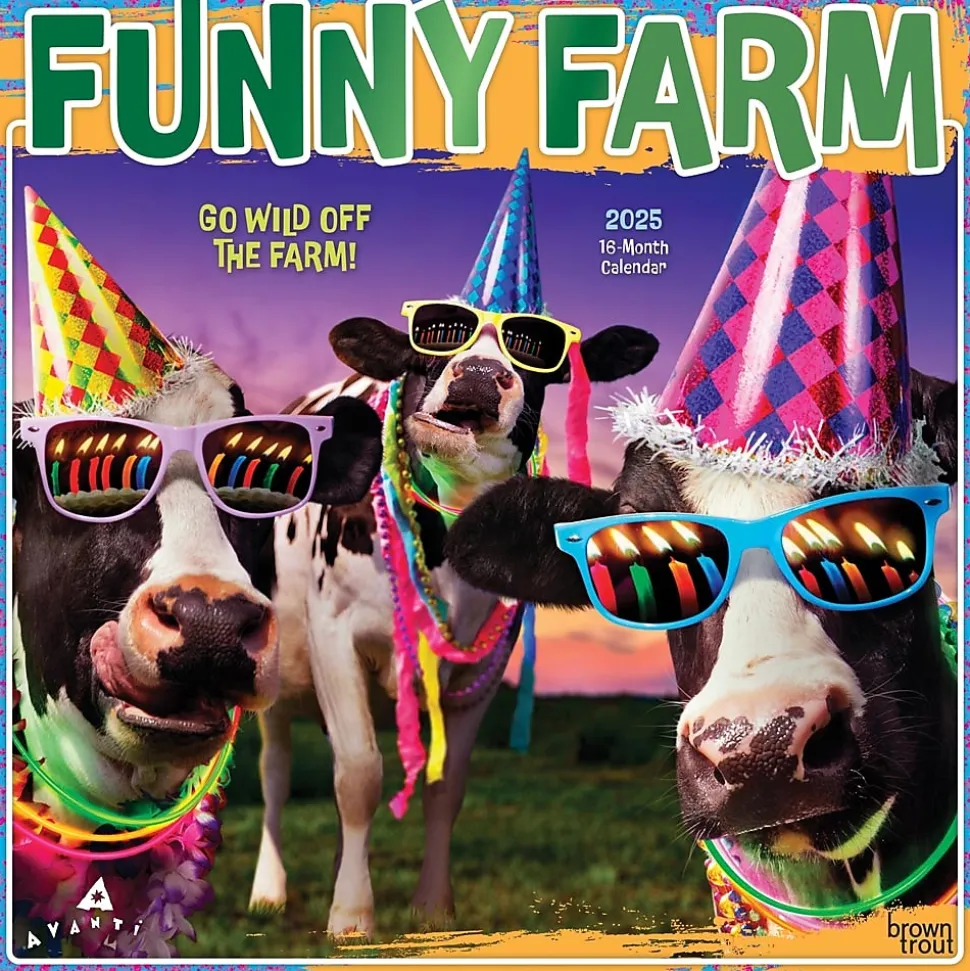 2025 BrownTrout Avanti Funny Farm 12" x 12" Monthly Square Wall Calendar (9781975479688)