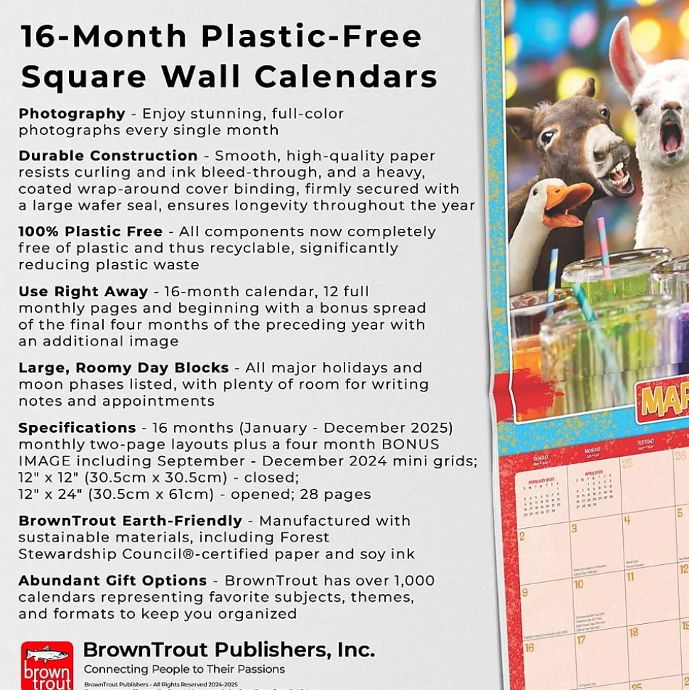 2025 BrownTrout Avanti Funny Farm 12" x 12" Monthly Square Wall Calendar (9781975479688)