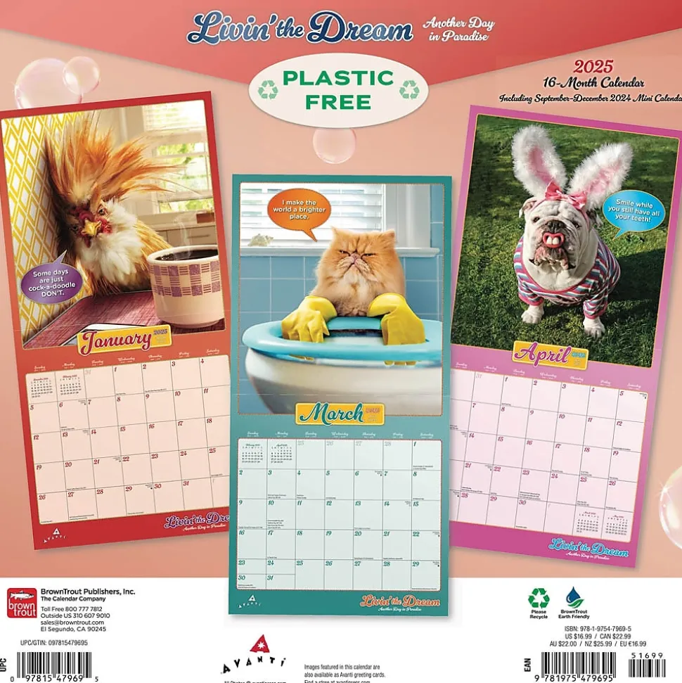 2025 BrownTrout Avanti Livin' the Dream 12" x 12" Monthly Square Wall Calendar (9781975479695)