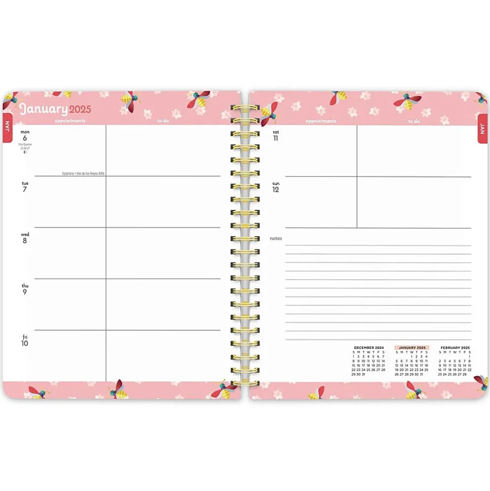 2025 BrownTrout Busy Bees 6" x 7.75" Weekly Desk Planner, Paper Cover, Multicolored (9781975478438)