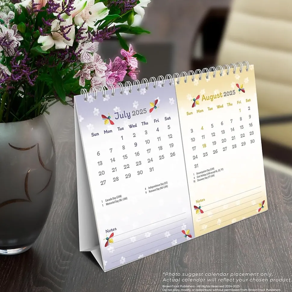 2025 BrownTrout Busy Bees 7.5" x 6" Monthly Double-View Easel Desk Calendar (9781975478452)