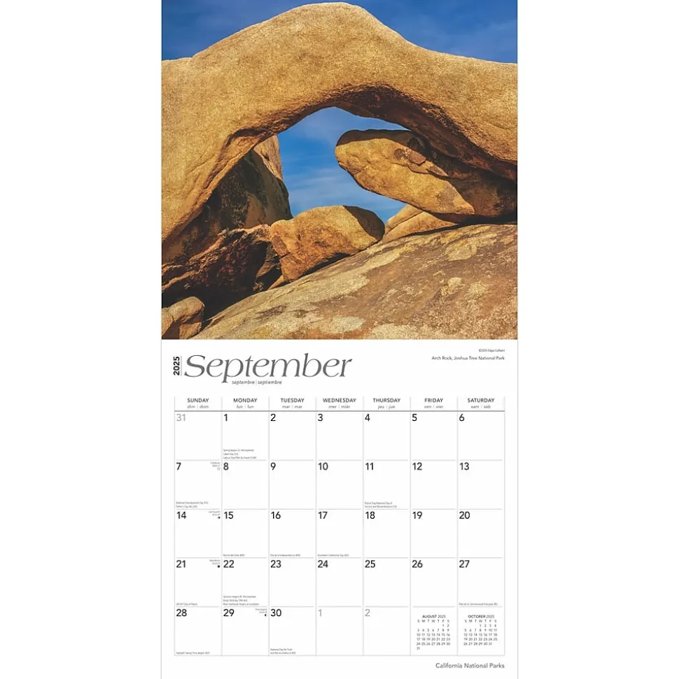 2025 BrownTrout California National Parks 12" x 12" Monthly Square Wall Calendar (9781975474553)