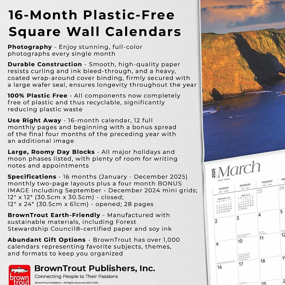 2025 BrownTrout California National Parks 12" x 12" Monthly Square Wall Calendar (9781975474553)