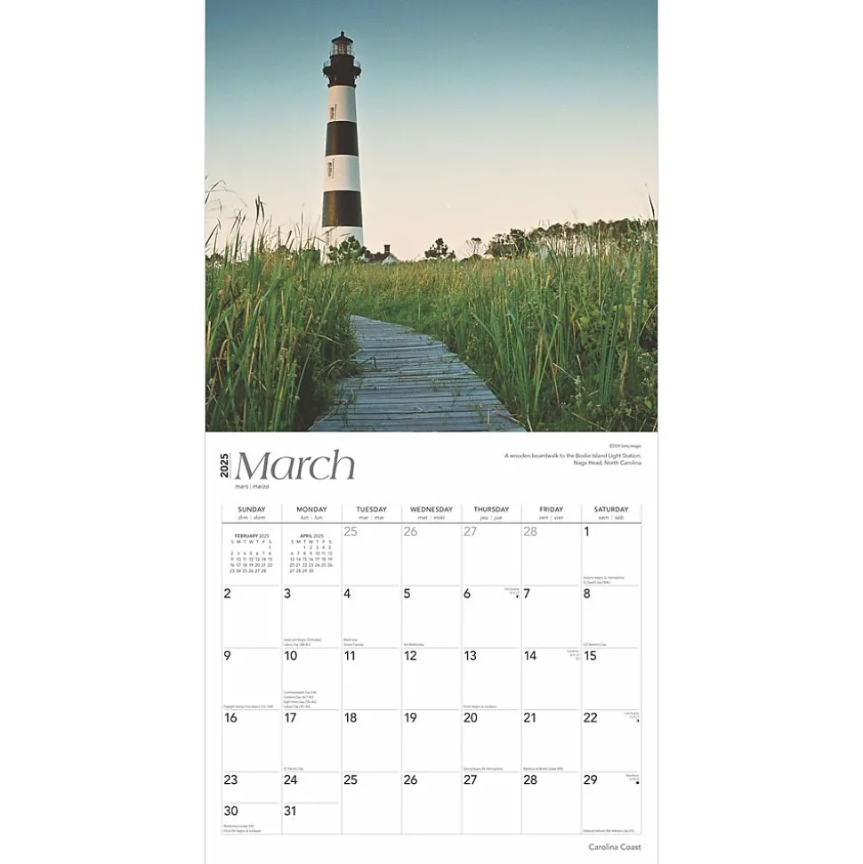 2025 BrownTrout Carolina Coast 12" x 12" Monthly Wall Calendar (9781975474591)