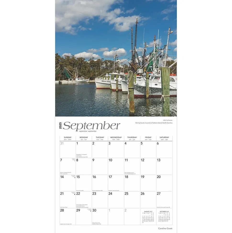 2025 BrownTrout Carolina Coast 12" x 12" Monthly Wall Calendar (9781975474591)
