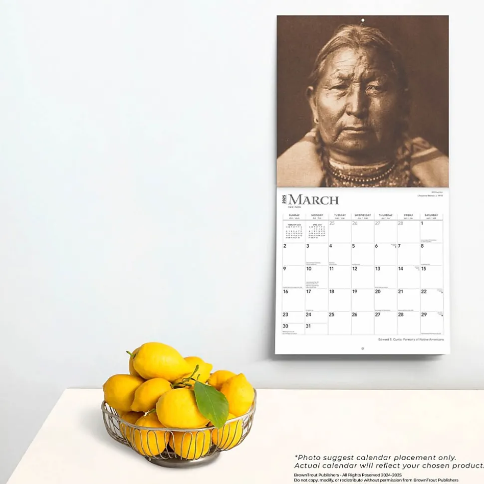 2025 BrownTrout Edward S. Curtis Portraits of Native Americans 12" x 12" Monthly Square Wall Calendar (9781975474768)