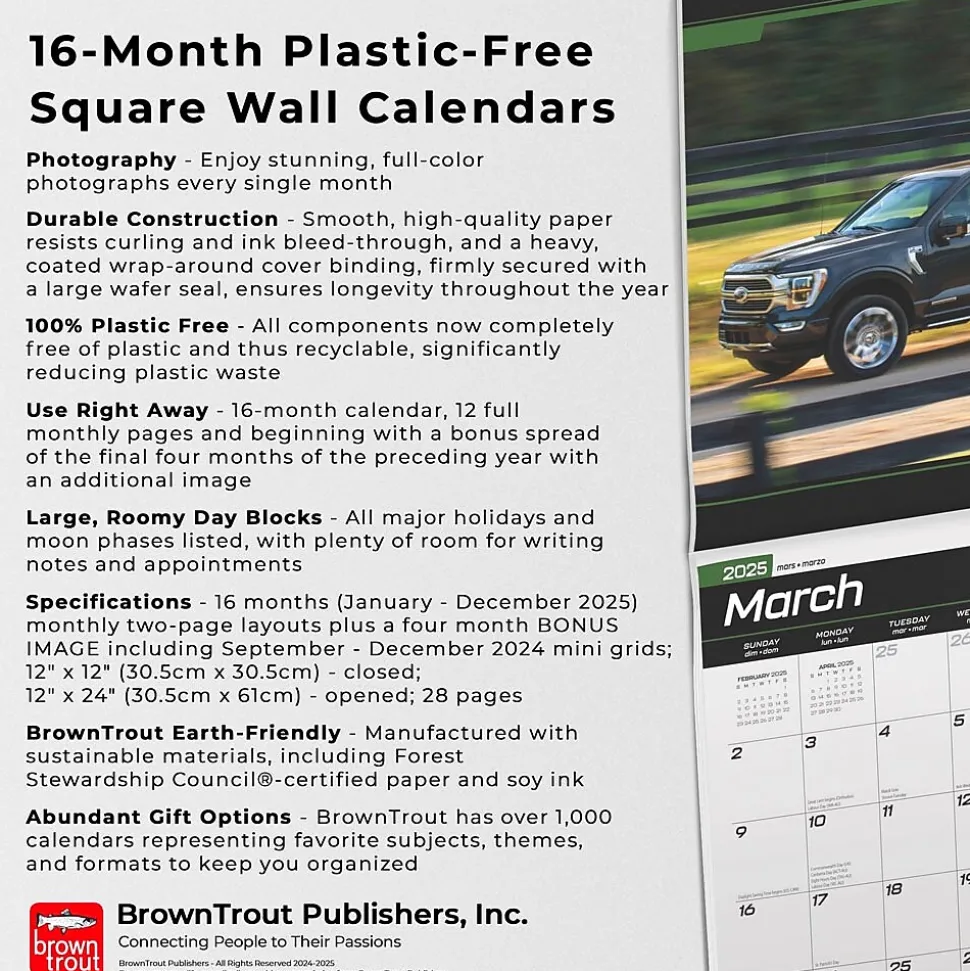 2025 BrownTrout Ford F150 Trucks OFFICIAL 12" x 24" Monthly Square Wall Calendar (9781975479725)