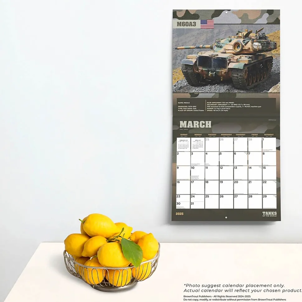 2025 BrownTrout Tanks of the World 12" x 12" Monthly Square Wall Calendar (9781975477851)