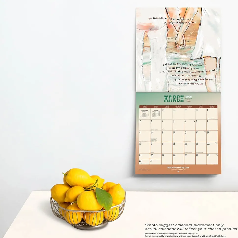 2025 BrownTrout Time Out of Mind Lyrics Written by Bob Dylan 12" x 12" Monthly Square Wall Calendar (9781975483227)